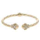 9ct Yellow Gold Cubic Zirconia Twist Hinged Torque Bangle