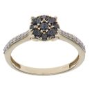 9ct Yellow Gold 0.50ct Brilliant Cut Black and White Cluster Ring