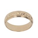9ct Yellow Gold Patterned Wedding Band 5mm