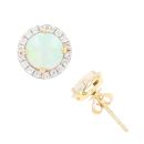 18ct Yellow Gold 0.15ct Diamond And Opal Cluster Stud Earrings