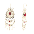 14ct Yellow Gold Red Gemstone Drop Earrings