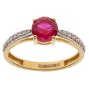 22ct Yellow Gold Cubic Zirconia and Red Gemstone Ring