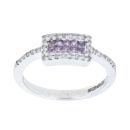 18ct White Gold 0.15ct Diamond And Amethyst Cluster Ring