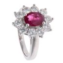 18ct White Gold 1.33ct Brilliant Cut Diamond and Ruby Cluster Ring
