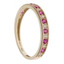 9ct Yellow Gold Cubic Zirconia and Red Gemstone Eternity Ring