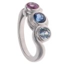 18ct White Gold Multi Gemstone Three Stone Ring