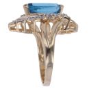 9ct Yellow Gold 0.08ct Diamond and Blue Topaz Ring