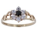9ct Yellow Gold Cubic Zirconia and Sapphire Cluster Ring