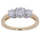 18ct Yellow Gold 1.00ct Diamond Trilogy Ring