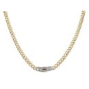 14ct Yellow Gold Monaco Curb Classic Flex, Cubic Zirconia Pave Lock Chain 20"