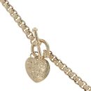 9ct Yellow Gold T-Bar Patterned Heart Rollerball Chain 22"