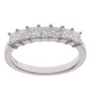 18ct White Gold 0.75ct Princess Cut Diamond Seven Stone Eternity Ring