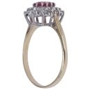 9ct Yellow Gold 0.25ct Diamond and Pink Sapphire Cluster Ring