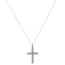9ct White Gold Cubic Zirconia Cross Pendant and Chain 18"