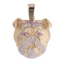 9ct Yellow Gold Cubic Zirconia Bulldog Pendant
