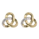 Gold Plated Silver Diamond Trefoil Stud Earrings
