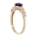 9ct Yellow Gold Created Amethyst And Diamond Fancy Ring