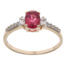 9ct Yellow Gold Pink Tourmaline And Cubic Zirconia Ring