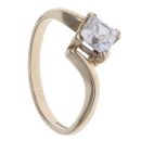 9ct Yellow Gold Cubic Zirconia Twist Solitaire Ring