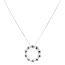 18ct White Gold 0.79ct Brilliant Cut Diamond and Sapphire Pendant and Chain 18"