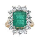 18ct Yellow Gold 1.50ct Brilliant Cut Diamond and Emerald Cluster Ring