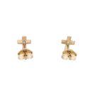 Children's 14ct Yellow Gold Cubic Zirconia Cross Stud Earrings