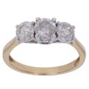 18ct Yellow Gold 1.00ct Brilliant Cut Diamond Trilogy Ring