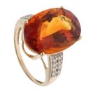 14ct Yellow Gold 0.15ct Diamond And Citrine Ring