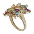 9ct Yellow Gold 0.02ct Diamond and Multi Gemstone Butterfly Ring