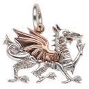 Silver and Rose Gold Welsh Dragon Clogau Pendant