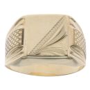 14ct Yellow Gold Square Patterned Signet Ring