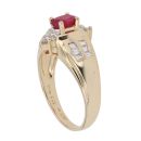 14ct Yellow Gold 0.15ct Brilliant and Baguette Cut Diamond and Ruby Fancy Ring