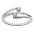 9ct White Gold 0.11ct Diamond Two Stone Fancy Ring