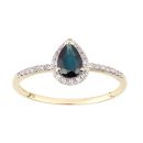 18ct Yellow Gold Pear Sapphire and Diamond Teardrop Cluster Ring