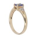 9ct Yellow Gold 0.05ct Brilliant Cut Diamond and Tanzanite Single Stone Ring