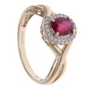 9ct Yellow Gold 0.11ct Diamond and Ruby Cluster Ring