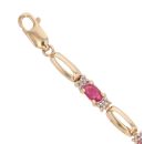 9ct Yellow Gold 0.20ct Single Cut Diamond and Ruby Bracelet 7.5"