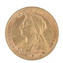 1899 Victoria Old Head UK Half Sovereign Coin