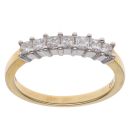18ct Yellow Gold 0.33ct Princess Cut Diamond Seven Stone Eternity Ring