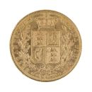 1872 Victoria Young Head Shield Back UK Full Sovereign Coin