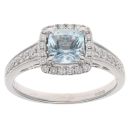 18ct White Gold 0.21ct Brilliant Cut Diamond and Aquamarine Cluster Ring