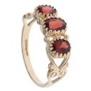 9ct Yellow Gold Three Stone Garnet Fancy Ring