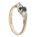 9ct Yellow Gold Cubic Zirconia and Sapphire Three Stone Ring
