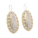 14ct Yellow And White Gold Greek Key Drop Earrings