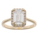 9ct Yellow Gold 2.15ct Emerald And Brilliant Cut Lab Grown Diamond Solitaire Ring