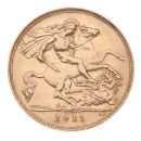 1911 George V Large Head UK Half Sovereign Coin