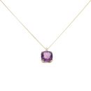 9ct Yellow Gold 0.01ct Diamond And Amethyst Pendant And Chain 18"