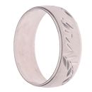 9ct White Gold Patterned Leaf Wedding Band 6mm