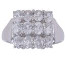 9ct White Gold Cubic Zirconia Three Row Ring
