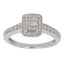 9ct White Gold 0.40ct Princess Cut Diamond Cluster Ring